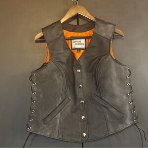 Vintage leather biker Vest L